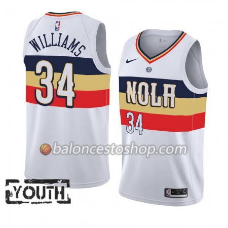 Camiseta Niños NBA New Orleans Pelicans Kenrich Williams 34 2018-19 Nike Blanco Swingman